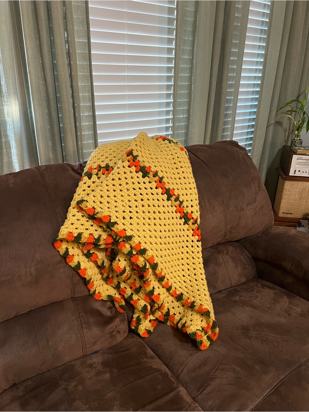 Handmade Vintage Geometric Square Crochet Sofa Throw Blanket